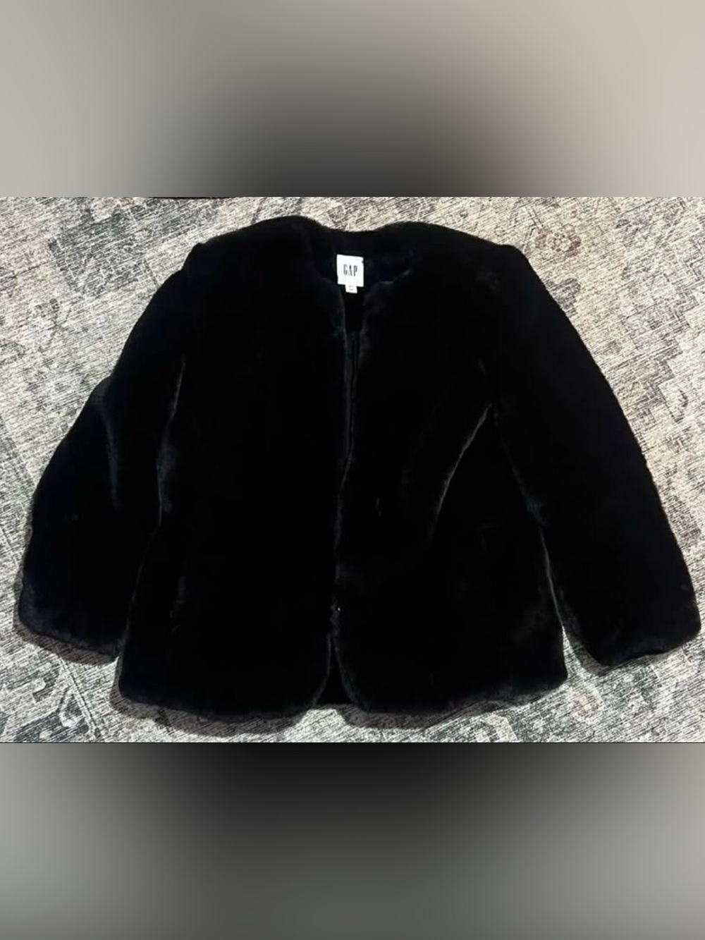 GAP Black Faux Fur Teddy Jacket